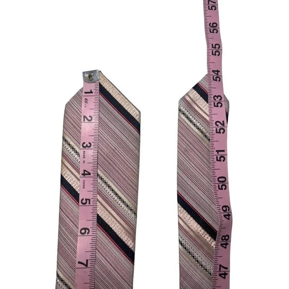 WEMLON by Wembley Vintage Tie 58.5" x 3.5" Pink Purple Black Stripes READ - Picture 11 of 12